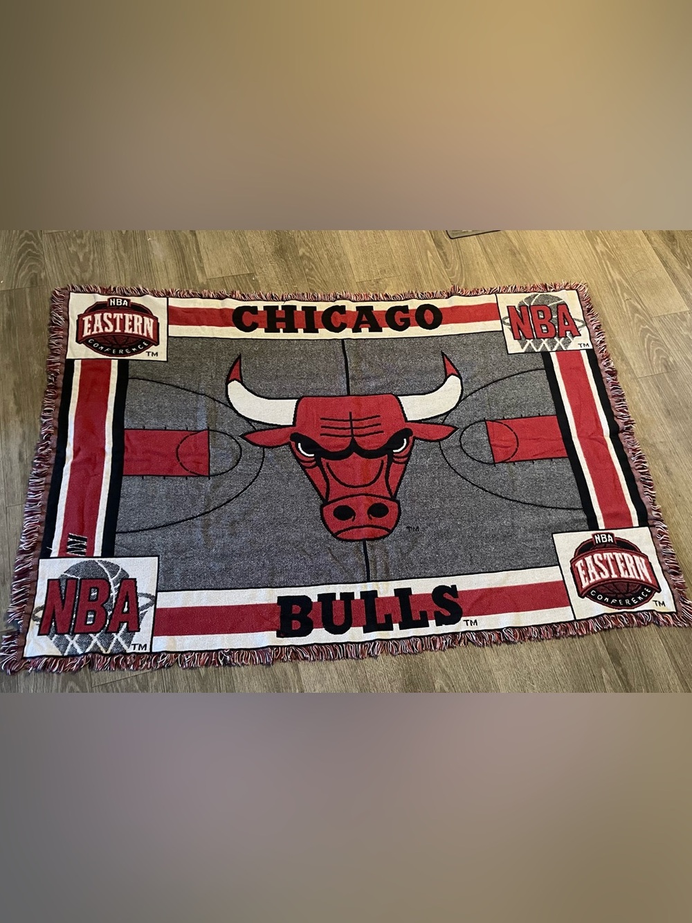 Vintage Chatham Chicago Bulls Tapestry Woven Throw Blanket 65”x45” 100% Cotton